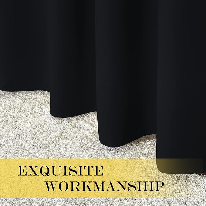 NICETOWN Blackout Curtain Panel 72 inches - Light Reducing Thermal Insulated Solid Grommet Blackout Curtain/Panel/Drape for Living Room (Sold as 1 Panel, 52 inches Wide, Black)