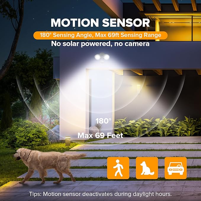 LUTEC 32W 3500 Lumen LED Security Lights Motion Sensor Light Outdoor, 5000K Daylight, IP65 Waterproof, Dusk to Dawn, Motion Detector Flood Light for Garage, Yard, Porch-White