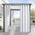 RYB HOME Outdoor Curtains for Patio Waterproof Block Sunlight Thermal Insulated Privacy Assured Thick Outside Curtains for Pergola, Deck, Gazebo, W52 x L90, Greyish White, 1 Panel