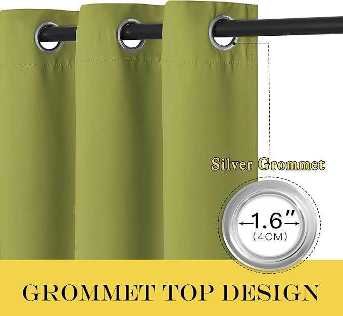 NICETOWN Sliding Door Curtain 108 Inches Long - Blackout Thermal Insulated Grommet Room Divider Privacy Drape for Patio Glass Door, 1 Panel, Fresh Green, 100 Inch Extra Wide