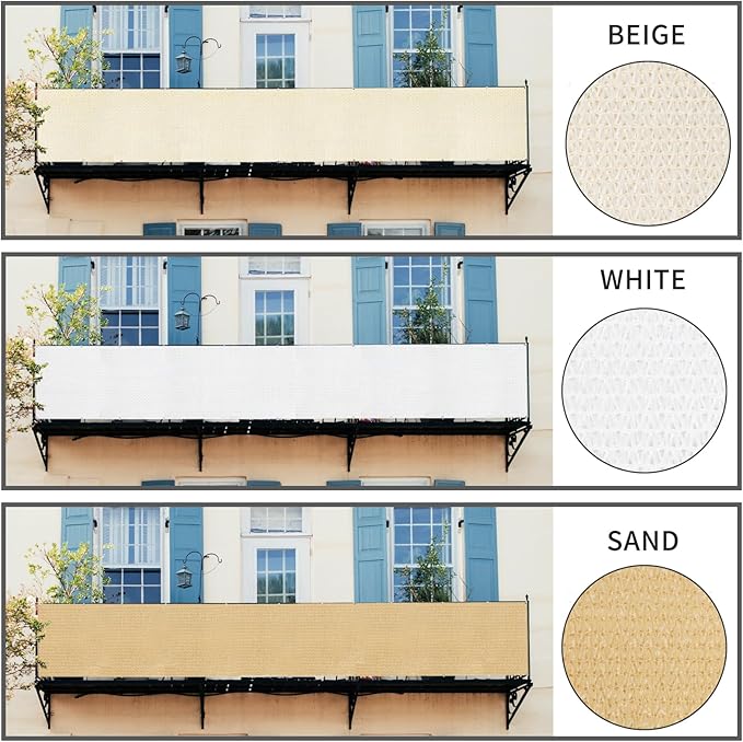 LOVE STORY Balcony Privacy Screen, 2.5'x7' Deck Shield Screen Fence Cover,UV Protection and Weather-Resistant,3 FT Height for Deck, Patio, Backyard, Outdoor Pool, Porch, Railing, White