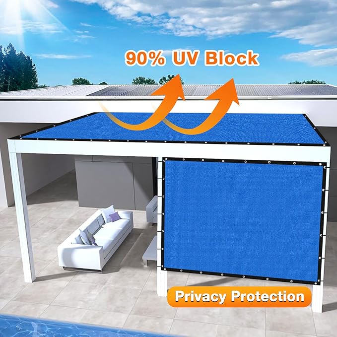 Artpuch Outdoor Pergola Shade Cover 6' X 20' Sun Shade Cloth with Grommets, 90% UV Protection Canopy Patio Privacy Screen (Customized Available) GN107, Blue