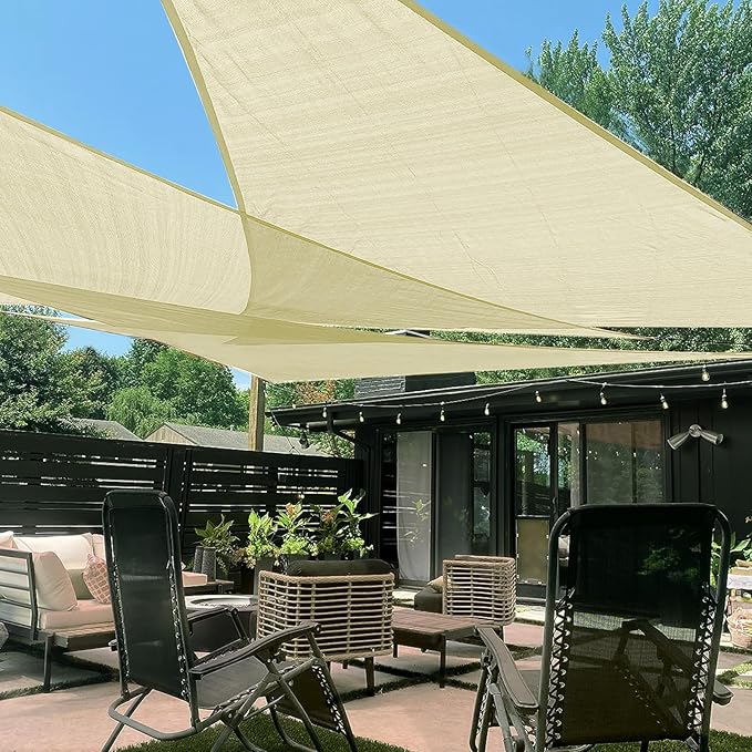 LOVE STORY Custom Size 12'x20'x23.3' Butter Cream Sun Shade Sail Right Triangle Sunshade Fabric Awning Canopy for Patio Backyard Carport Pergola (Customized)