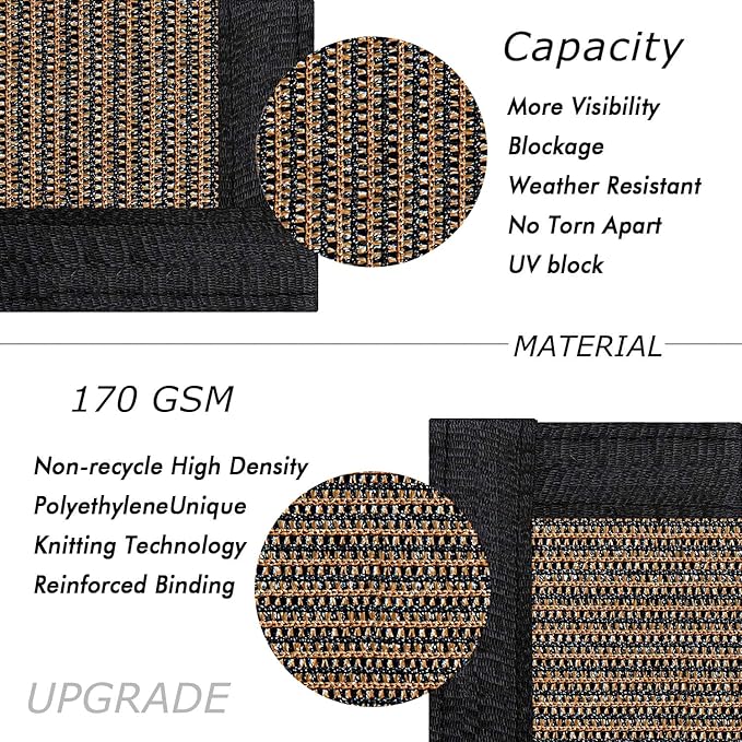 UPGRADE Privacy Fence Screen 3'x69' Brown Outdoor 90% Visibility Blockage 170 GSM Mesh Shade Cover Panels for Backyard,Balcony,Home Decoration with Zip Ties,Customized Avaliable