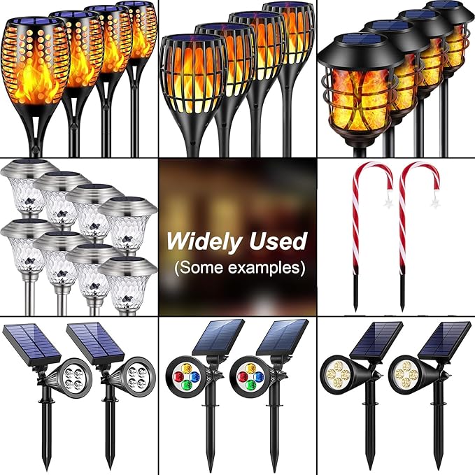 Metal Stakes Solar Lights Replacement Spike - Outdoor Ground Stake for Backyard Garden Lights Landscape Yard Pathway Patio Lamps Pole (Metal-16 Pack) - 0.78x5.36 inches