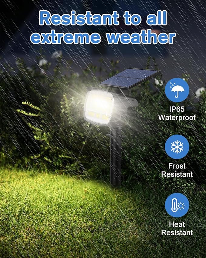 Fabrito Large Solar Spot Lights Outdoor 4 Pack, 1000 Lumens High Brightness, IP65 Waterproof Solar Spotlight with 136 LEDs, Dusk to Dawn Solar Landscape Lights for Yard, Garden, Pathway, Plants(White)