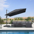 PURPLE LEAF 10 Feet Patio Umbrella Outdoor Cantilever Square Umbrella Aluminum Offset Umbrella with 360-degree Rotation for Garden Deck Pool Patio Black