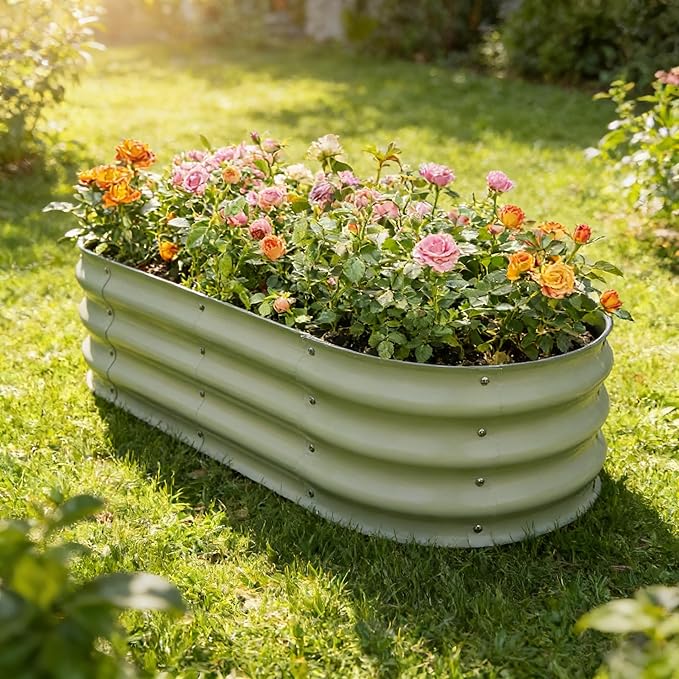 Gardmax 2 Pack Galvanized Raised Garden Bed, Lightweight Planter Boxes Outdoor with Easy Assembly, Large Garden Bed for Vegetables, Fruits, Flower