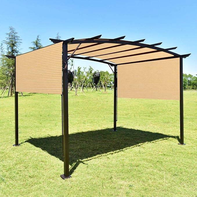 Eden's Decor Straight Flat-Edged Sun Shade Sail Rectangular 11' x 21' Beige UV-Blocking Outdoor Canopy Fabric Cloth Awning for Pergola Patio Garden Backyard Custom Size