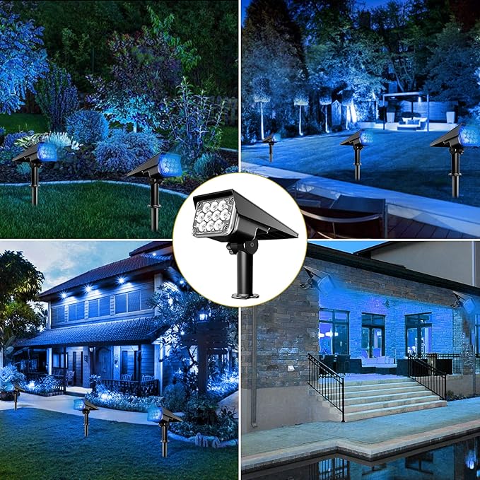 Solar Spot Lights Outdoor, Blue Solar Spotlights Landscape Lighting with IP65 Waterproof 20 LEDs Landscape Spotlight for Garden Path Yard Holiday Decoration 4 Pack