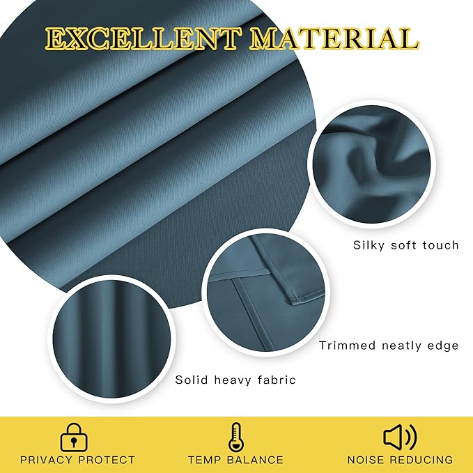 NICETOWN Blackout Patio Curtains 100 x 144 Inches Long for Sliding Door Extral Wide Blackout Curtain Panels Thermal Insulated Room Divider - Grommet Top, 100" W x 144" L, 1 Panel, Smoky Blue