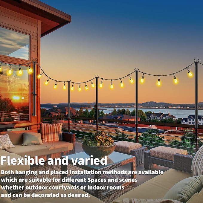 6 Pack String Light Poles,5Ft Light Poles for Outside String Lights,Outdoor Lights Pole with Fork,Metal Poles Stand for Patio Deck Backyard