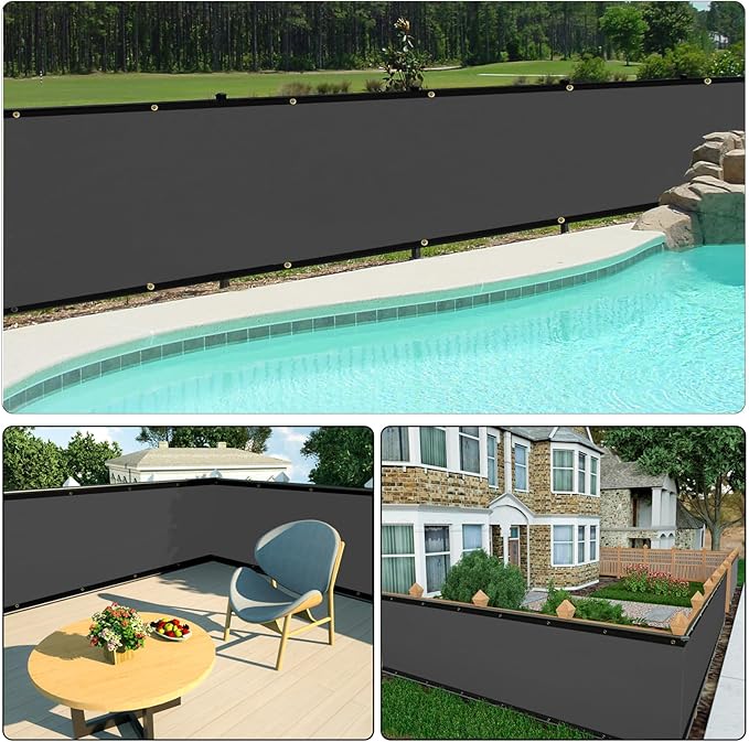 UPGRADE Privacy Fence Screen 3'x4' Dark Grey Outdoor 90% Visibility Blockage 170 GSM Mesh Shade Cover Panels for Backyard,Balcony,Home Decoration with Zip Ties,Customized Avaliable