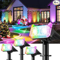 LETMY Solar Spot Lights Outdoor Waterproof with Bigger LED, 4 Pack 135°Adjustable Solar Lights Outdoor, 2-in-1 Wall Lights & 2 Modes Landscape Spotlights for Tree Yard Pathway Garden Decor(RGB Light)