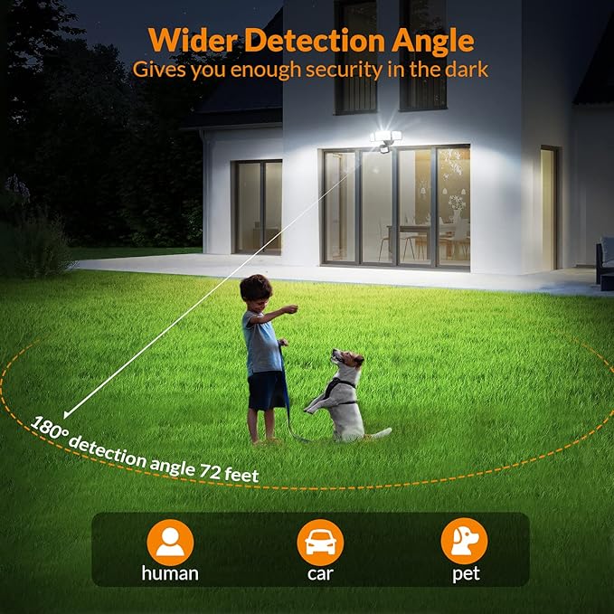 LEPOWER 1600LM LED Solar Security Lights Motion Outdoor, 5500K White Light, IP65 Waterproof Outdoor Flood Solar Light for Yard, Garage（Brown）