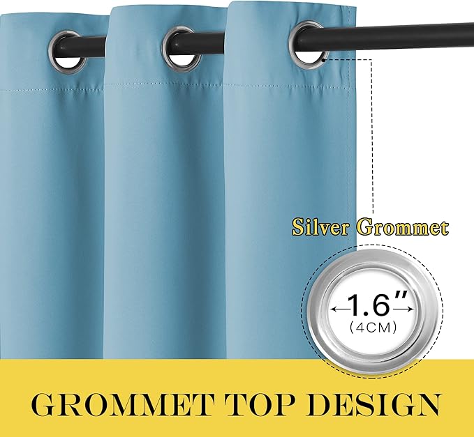 NICETOWN Blackout Doorway Curtain Drape 78 inch Long - Grommet Noise Reducing Thermal Insulated Solid Modern Window Treatments for Bedroom Closet (1 Panel, 52 x 78 Inch, Teal Blue)