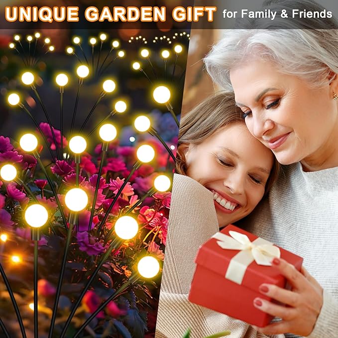 Solar Garden Lights Outdoor, 4 Pack 32LED Swaying Light Waterproof Solar Lights Outdoor for Yard Pathway Patio, Swaying Lawn Decor as Gardening Gifts for Women Holiday
