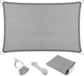 Eden's Decor Straight Flat-Edged Sun Shade Sail Rectangular 14' x 22' Grey UV-Blocking Outdoor Canopy Fabric Cloth Awning for Pergola Patio Garden Backyard Custom Size