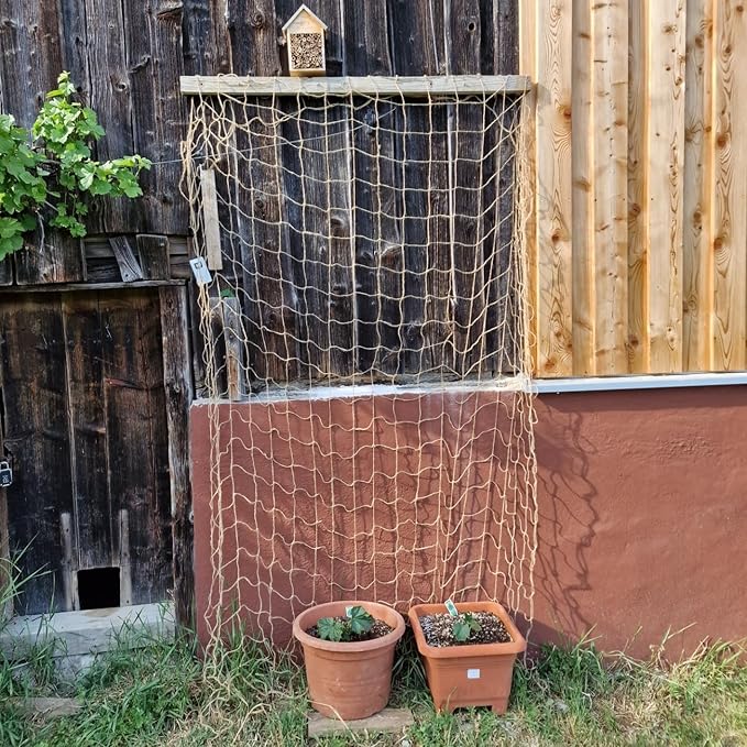 Jute Trellis Netting - Jute Netting for Garden, Heavy Duty Plant Support Netting for Climbing Plants, Cucumber, Vine, Fruits & Vegetables, Climbing Vining Plants (3.3 Ft X 16.4 Ft, 5.9 Inch Squares)