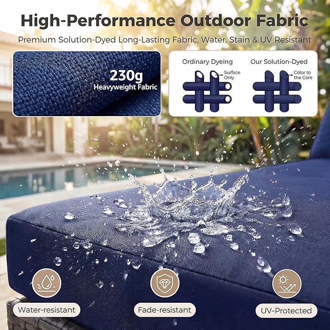 NICESOUL Extra Large 9 Pcs Outdoor Patio Furniture Set with Fireplace Natural Gas/Propane, 29.3'' High Back Modular Sectional Sofas, Modern Conversations for Outside, 2 Color Cushion Royal Blue &Grey