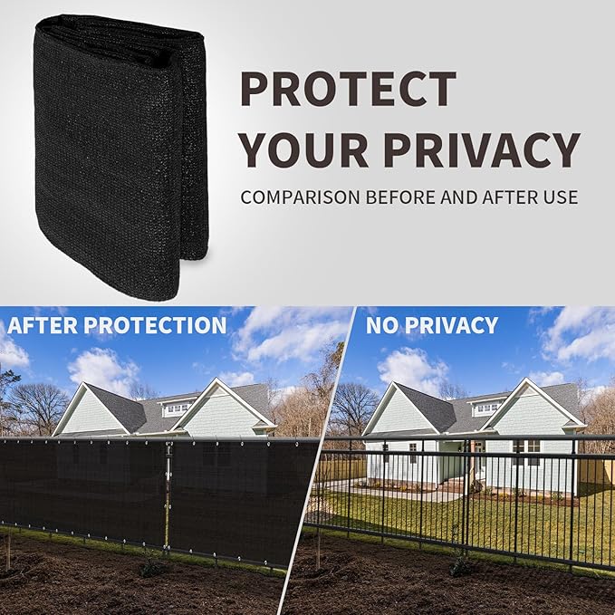 LOVE STORY Custom Size 3.3'x23' Black Balcony Privacy Screen,UV Block Privacy Fence Screen,90% Shield for Outdoor Pool Garden Apartment Railing
