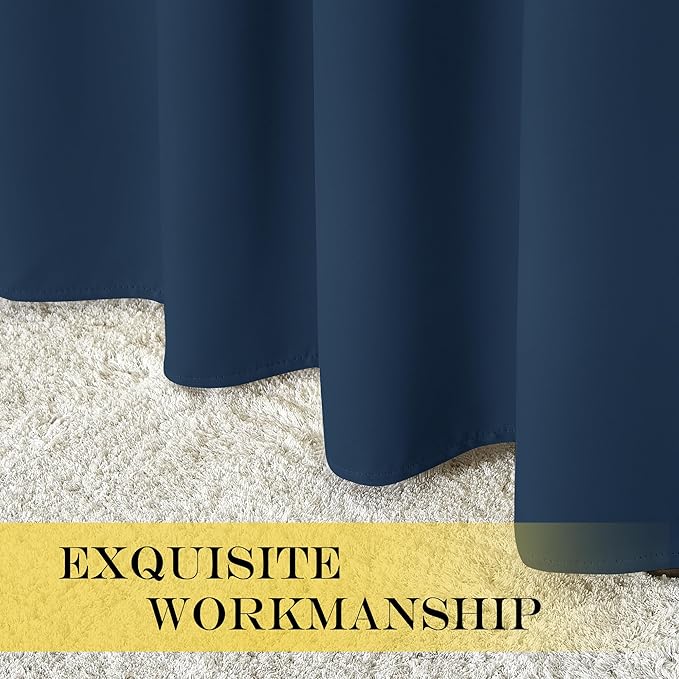 NICETOWN Moroccan Blue Blackout Curtains for Bedroom/Living Room 132 Inch Length - Thermal Insulated Room Darkening Grommet Top Window Curtains (100 by 132 - Inch, 1 Panel)