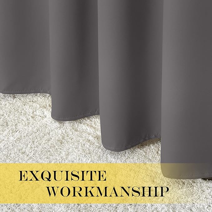 NICETOWN Blackout Curtain Panel for Bedroom - Window Treatment Thermal Insulated Solid Grommet Blackout Drape for Living Room (1 Panel, 52 by 45 inches, Grey)