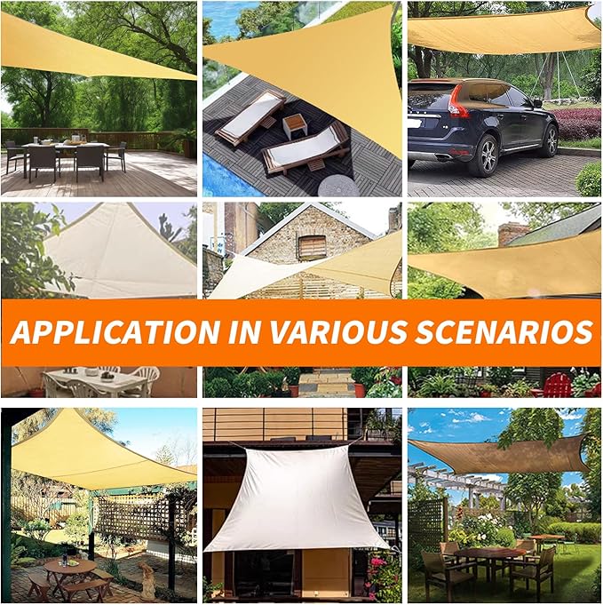 16' x 20' Rectangular Sun Sail Shades Canopy UV Block Outdoor Shades for Patio Garden Backyard Pergola Shade Cover Sand