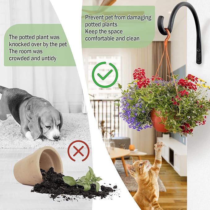 Qiang Ni Hanging Plant Bracket Hooks: 8 Inch Wall Plant Hook Planters and Decor - 2 Piece Rust-Resistant and Secure Brackets Maximize Your Outdoor Living Space