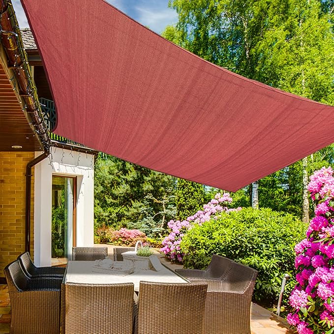 KANAGAWA 22'X24' Rust Red Custom Size Sun Shade Sail Rectangle UV Block Canopy Cover for Patio Backyard Lawn Garden Outdoor (Customized Available)
