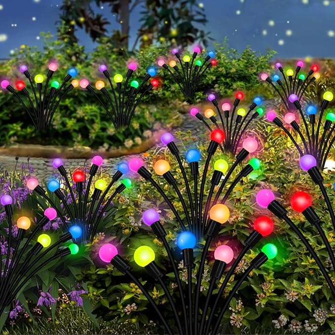 Kohlrabi Solar Garden Lights Outdoor, 10 Pack 80 LED Solar Firefly Lights Waterproof, Sway by Wind, Swaying Light for Yard Patio Backyard Garden Planter Flower Bed Pathway Decoration