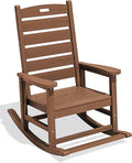 SERWALL Outdoor Rocking Chair, Oversized Rocking Chair with Footrest for Adults, HDPE All Weather Resistant Rocking Chairs for Patio, 350lbs Weight Capacity, Brown