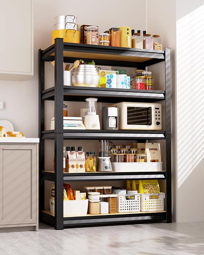 AOAORRG Set of 3 Garage Shelving Heavy Duty Storage Shelves, Metal Adjustable Shelving Unit, Utility Garage Organizer Shelf for Basement, Pantry, Kitchen, Warehouse, 45.6" Wx17.7 Dx71.2 H, Black