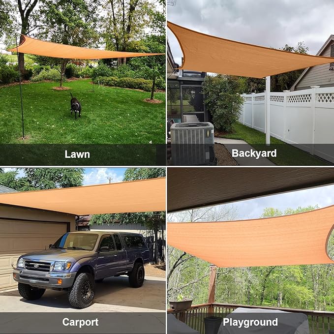 SUNLAX Sun Shade Sail 11' x 15' Peach Fuzz Rectangle Canopy Sail Shade Cover UV Block Permeable Sunshade Outdoor for Patio Backyard Deck Pergola (We Make Custom Size)