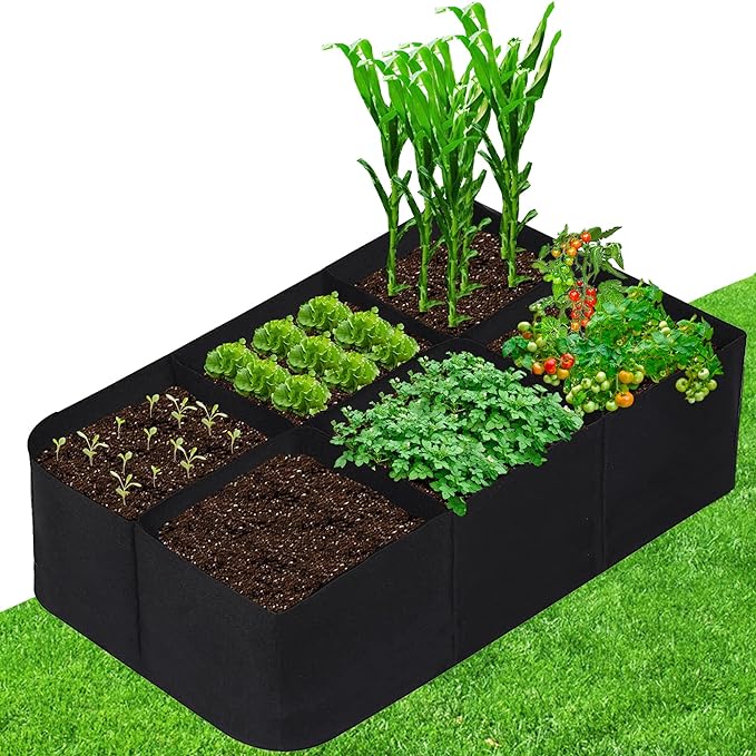 CJGQ Fabric Raised Garden Bed 4x2x1ft Garden Grow Bed Bags for Growing Herbs, Flowers and Vegetables 55 Gallon