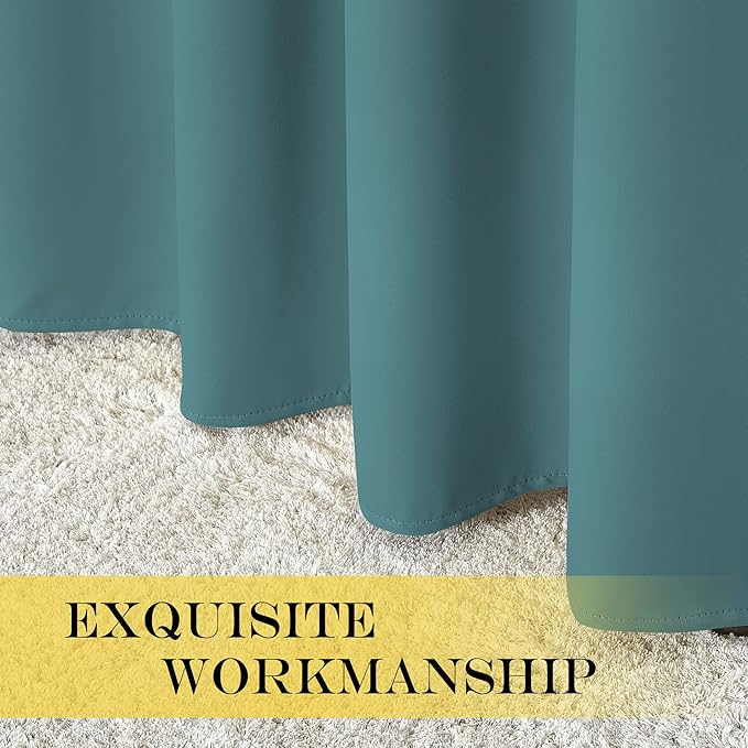 NICETOWN Blackout Drapery Curtain Panel 90 inches Long - Window Treatment Thermal Insulated Grommet Blackout Curtain/Drape for Bedroom Living Room (Sea Teal, 1 Panel, 46 by 90 inches)