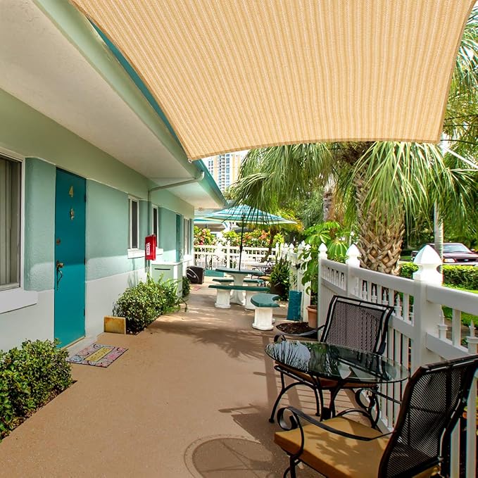 Eden's Decor Straight Flat-Edged Sun Shade Sail Rectangular 12' x 13' Beige UV-Blocking Outdoor Canopy Fabric Cloth Awning for Pergola Patio Garden Backyard Custom Size