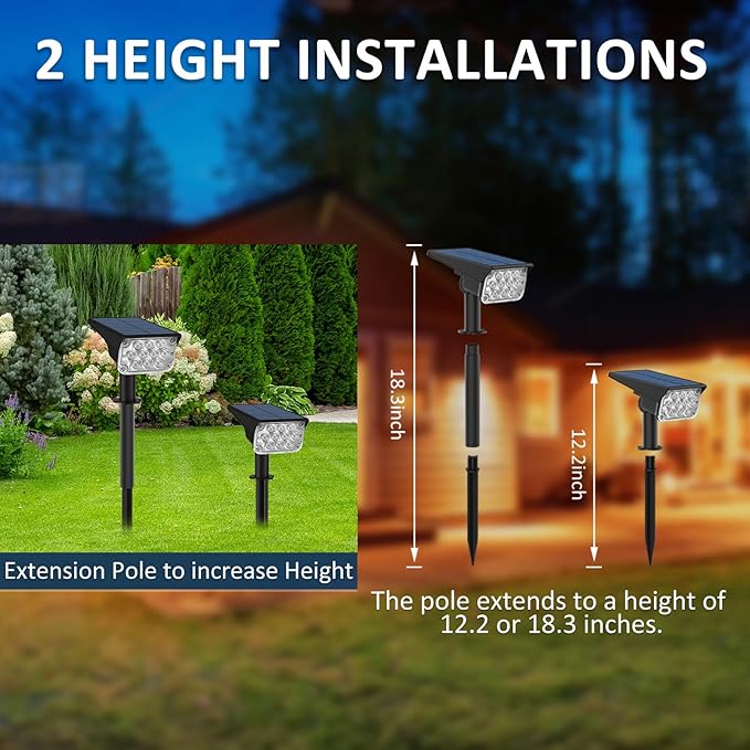 T-SUNUS Green Solar Spot Lights Outdoor Landscape Spotlights 2 Pack Dusk to Dawn Waterproof IP65 for St Patricks Day Halloween Christmas Accent Uplighting for Tree Yard Statue Graveyard Driveway Flag
