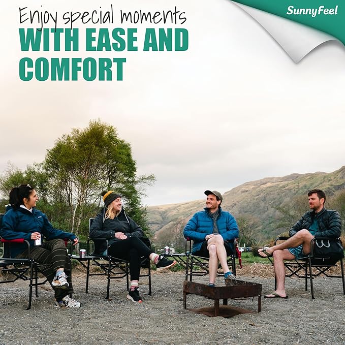SUNNYFEEL Camping Directors Chair, Heavy Duty,Oversized Portable Folding Chair with Side Table, Pocket for Beach, Fishing,Trip,Picnic,Lawn,Concert Outdoor Foldable Camp Chairs