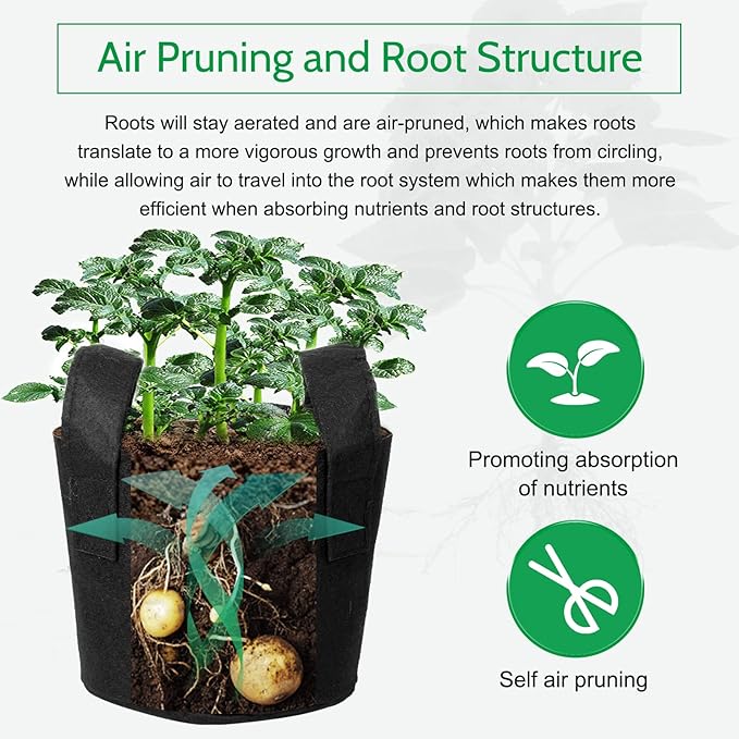JERIA 12-Pack 30 Gallon Grow Bags, 300G Thickened Nonwoven Garden Pots,Heavy Duty Fabric Pots with Reinforced Handles
