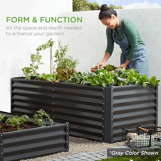 Best Choice Products 6x3x2ft Outdoor Metal Raised Garden Bed, Deep Root Box Planter for Vegetables, Flowers, Herbs, 269 Gallon Capacity, 100% Non Toxic Materials - Beige