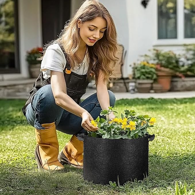 T4U 10 Gallon Grow Bags, Fabric Pots for Plants Potato Planter Grow Garden Bags to Grow Vegetables Tomato Planting Growing Bags Smart Plant Pot Container Gardening for Outdoor, Black Nonwoven 10 Pack