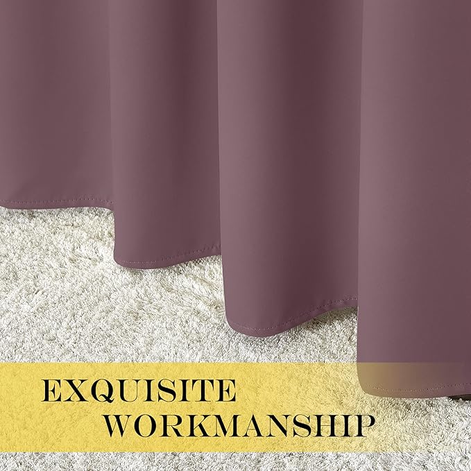 NICETOWN Bedroom Curtain 95 inches Long for Bedroom - Grommet Top Thermal Insulated Window Treatment Energy Saving Sound Reducing Drape for Living Room (Dry Rose, 1 Panel, W52 x L95)