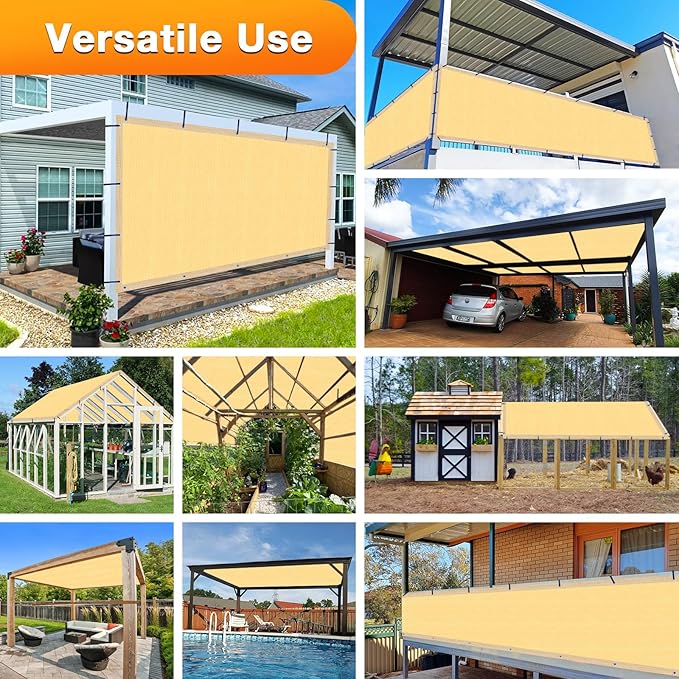Artpuch Outdoor Pergola Shade Cover 7x14 FT Sun Shade Cloth with Grommets Sand 90% UV Protection Canopy Patio Privacy Screen (Customized Available)