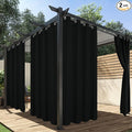 HolidayIdeas Outdoor Curtains for Patio Waterproof, 2 Panels - 84 x 95 Inch - Privacy Protection & Light Filtering Curtains Grommet Outside Curtains for Porch, Gazebo, Pergola, Backyard (Black)