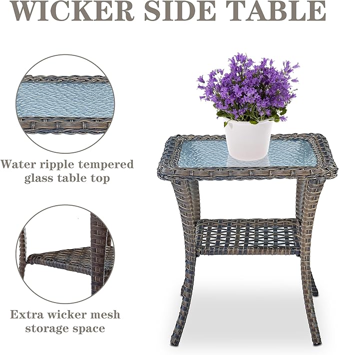 5 Piece Patio Furniture Set with Swivel Recliner Chair - Removable Outdoor Patio Couch Set, Chaise Lounge Chair Outdoor with Adjustable Backrest and Footrest and Coffee Table for Casual Gathering