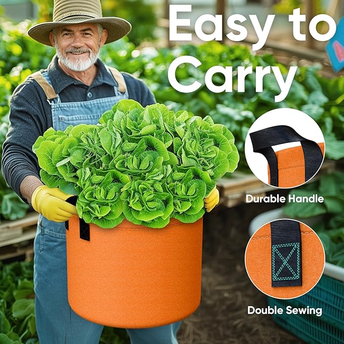 20 Gallon Large Potato Grow Bags - 6-Pack Colored Aeration Fabric Pots with Flap/Handles/6 Pcs Plant Labels