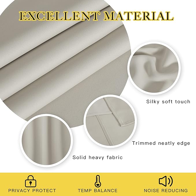 NICETOWN Blackout Bedroom Door Curtain - Grommet Window Treatment Thermal Insulated Light & Sound Reducing Room Darkening Privacy Drape for Doorway (Natural, 1 Panel, W66 x L66)
