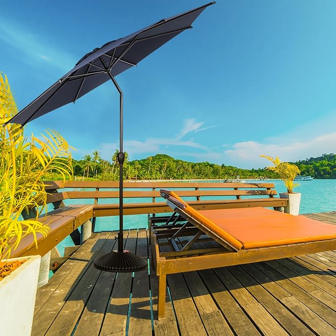 Abba Patio 11FT Lyon Outdoor Patio Umbrella Outdoor Table Umbrella with Push Button Tilt and Crank Market Umbrella 8 Sturdy Ribs UV Protection Waterproof for Garden Deck Backyard Pool, Navy Blue