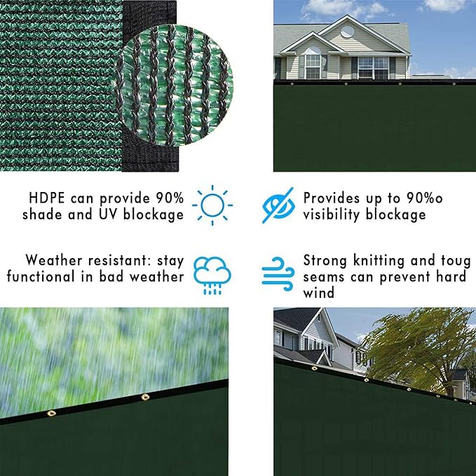 UPGRADE Privacy Fence Screen 3'x41' Dark Green Outdoor 90% Visibility Blockage 170 GSM Mesh Shade Cover Panels for Backyard,Balcony,Home Decoration with Zip Ties,Customized Avaliable